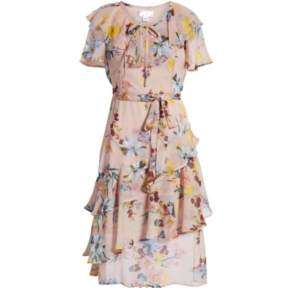 Band Of Gypsies- Sunny Mauve Floral Ruffle Dress - Picture 8 of 16